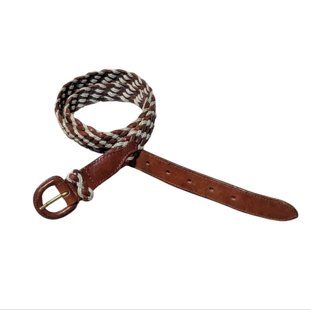 Braided Leather Jute/Cotton Cord Belt 32 Preppy Old Money Nautical